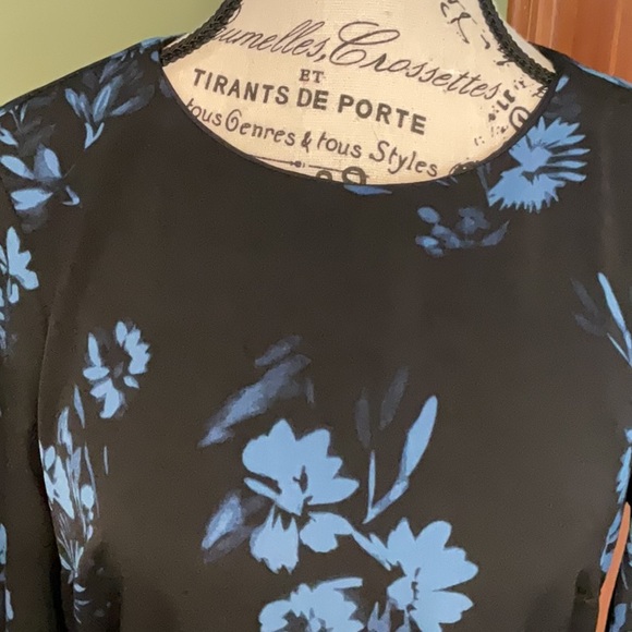 H&M Black and Blue Sheath Dress with Bishop Sleeves - Picture 5 of 5